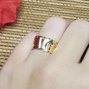 925 Sterling Silver 18k Gold Plated Hammered Ring